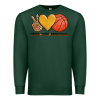 Sports Green peace love basketball Premium Sweatshirt - AdoDesignShop