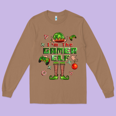 Im The Gamer Elf Long Sleeve Tee Designed By Fadigitalartstudio