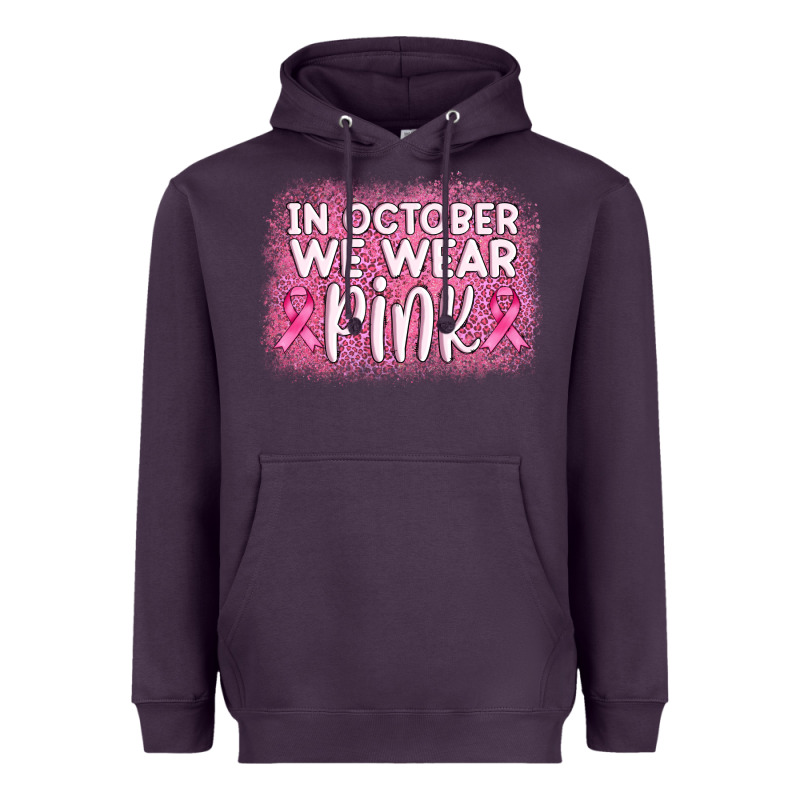 In October We Wear Pink Leopard Glitter Heavyweight Hoodie by AdoDesignShop | Teevron
