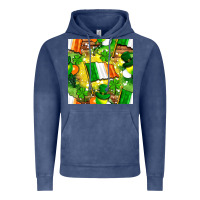 Vintage Denim Ireland flag with St. Patrick's Day  digital paper Vintage Hoodie - BundleAndBundleShop