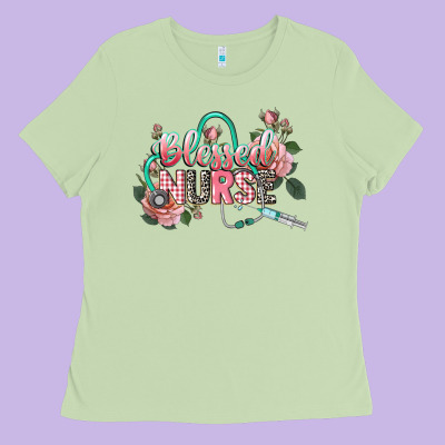 Blessed Nurse Ladies Tee Designed By Cowgirlartshop
