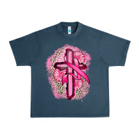 Midnight Navy breast cancer cross Urban Heavy Tee - FaDigitalArtStudio