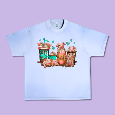 Cute Pigs Coffee Urban Heavy Tee Designed By Jasminsmagicworld