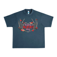 Midnight Navy Happy Valentine's Day skeleton hands Urban Heavy Tee - FaDigitalArtStudio
