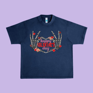 Happy Valentine's Day Skeleton Hands Urban Heavy Tee Designed By Fadigitalartstudio