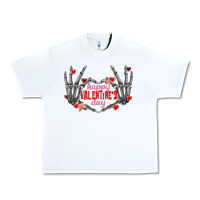 White Happy Valentine's Day skeleton hands Urban Heavy Tee - FaDigitalArtStudio
