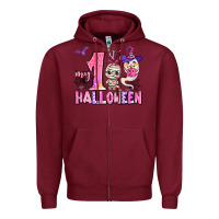 Burgundy my first pink halloween Zipper Hoodie - AdoDesignShop