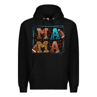 Black American Football Mama Mother's Day Premium Hoodie - LillyAllenDesigns