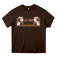 Chocolate Brown mom burgundy flowers with leopard Heavy Core Tee - TumblerDesignByShophia