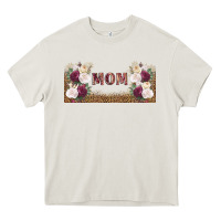 Mom Burgundy Flowers With Leopard Heavy Core Tee | Teevron