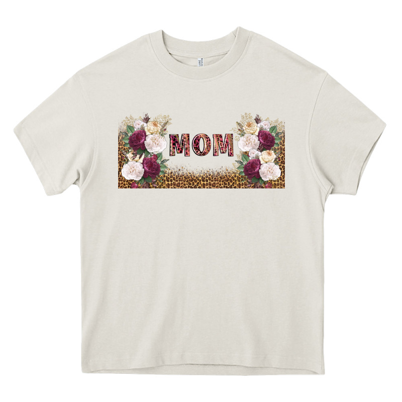 Mom Burgundy Flowers With Leopard Heavy Core Tee by TumblerDesignByShophia | Teevron