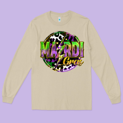 Mardi Gras Lightning Long Sleeve Tee Designed By Fadigitalartstudio
