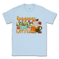 Dusty Blue leaves and lattes Classic Tee - CowGirlArtShop