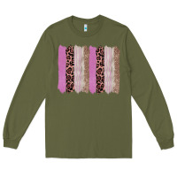 Army Green pink glitter leopard brushstroke background Long Sleeve Tee - RanaPortraitStore