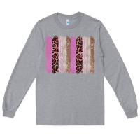 Heather Grey pink glitter leopard brushstroke background Long Sleeve Tee - RanaPortraitStore