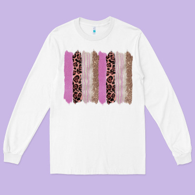 Pink Glitter Leopard Brushstroke Background Long Sleeve Tee Designed By Ranaportraitstore