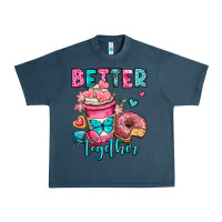 Midnight Navy better together donut and coffee valentines day Urban Heavy Tee - OliviaCreatesArt
