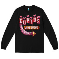 Black Valentines Day Cupid's Love Lodge Long Sleeve Tee - FaDigitalArtStudio