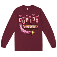 Burgundy Valentines Day Cupid's Love Lodge Long Sleeve Tee - FaDigitalArtStudio