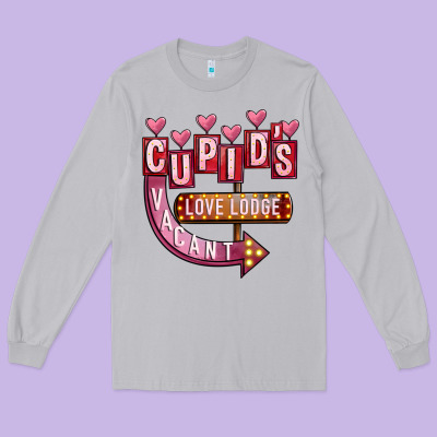 Valentines Day Cupid's Love Lodge Long Sleeve Tee Designed By Fadigitalartstudio