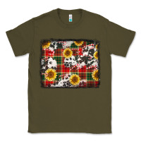 Army Green cowhide sunflowers candy canes Christmas background Classic Tee - Jasminsmagicworld