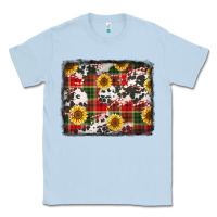 Dusty Blue cowhide sunflowers candy canes Christmas background Classic Tee - Jasminsmagicworld