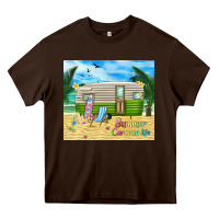 Chocolate Brown summer caravan life Heavy Core Tee - TumblerDesignByShophia