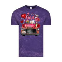 Cloud Purple Western Valentines Day Truck Love Bird Letter Vintage Tee - FaDigitalArtStudio
