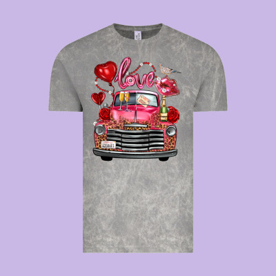 Western Valentines Day Truck Love Bird Letter Vintage Tee Designed By Fadigitalartstudio