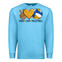 Ocean Blue peace love volleyball Premium Sweatshirt - AdoDesignShop