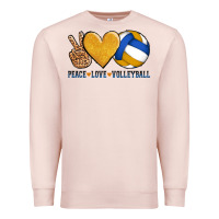 Pale Pink peace love volleyball Premium Sweatshirt - AdoDesignShop