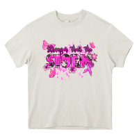 Cream Stronger than the storm Cancer Awareness Heavy Core Tee - HowdyJamesFarm