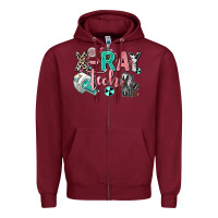 Burgundy x ray tech Zipper Hoodie - AdoDesignShop