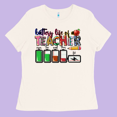 Battery Life Of A Teacher Ladies Tee Designed By Cowgirlartshop