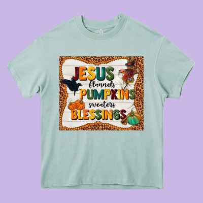 Jesus Flannel's Pumpkins Blessings Heavy Core Tee Designed By Tumblerdesignbyshophia