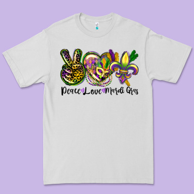 Peace Love Mardi Gras Premium Tee Designed By Cowgirlartshop