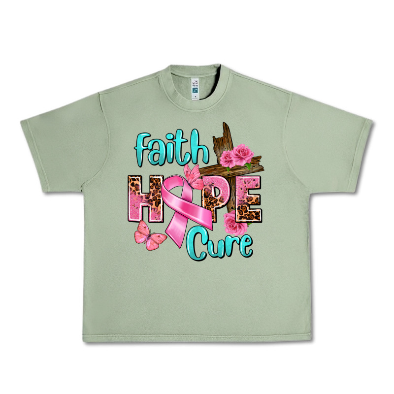 Faith Hope Cure Breast Cancer Urban Heavy Tee by FaDigitalArtStudio | Teevron