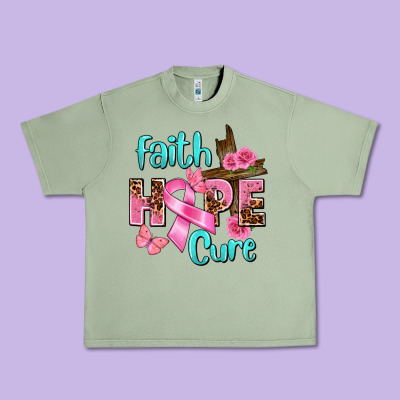 Faith Hope Cure Breast Cancer Urban Heavy Tee Designed By Fadigitalartstudio