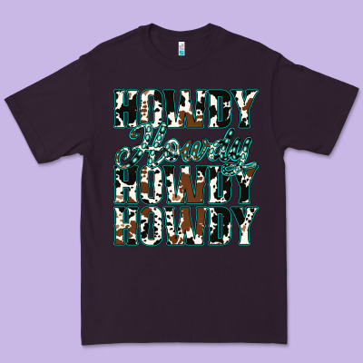 Howdy Cowhide Turquoise Premium Tee Designed By Jasminsmagicworld