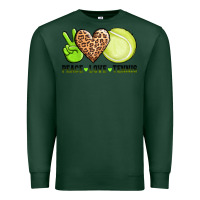 Sports Green peace love tennis Premium Sweatshirt - AdoDesignShop