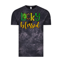 Cloud Black St. Patrick's Lucky and blessed Vintage Tee - OliviaCreatesArt