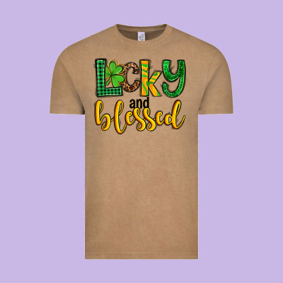 St. Patrick's Lucky And Blessed Vintage Tee Designed By Oliviacreatesart
