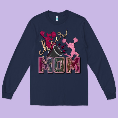 Cheer Mom Long Sleeve Tee Designed By Fadigitalartstudio