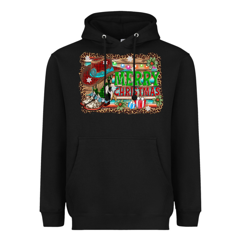 Merry Christmas Western Boots Heavyweight Hoodie by AdoDesignShop | Teevron