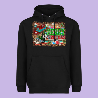 Merry Christmas Western Boots Heavyweight Hoodie Designed By Adodesignshop