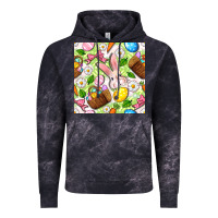 Cloud Black Easter Hamper With Bunny Seamless Pattern Vintage Hoodie - BundleAndBundleShop