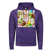 Easter Hamper With Bunny Seamless Pattern Vintage Hoodie | Teevron