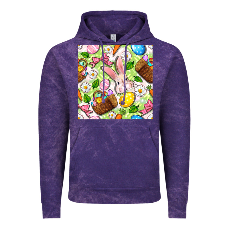Easter Hamper With Bunny Seamless Pattern Vintage Hoodie by BundleAndBundleShop | Teevron