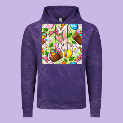 Easter Hamper With Bunny Seamless Pattern Vintage Hoodie Designed By Bundleandbundleshop