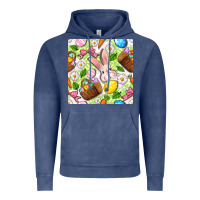 Vintage Denim Easter Hamper With Bunny Seamless Pattern Vintage Hoodie - BundleAndBundleShop